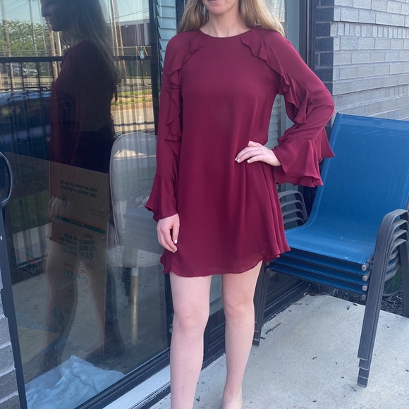 Nicole Miller Artelier Mini Dress - Wine, Burgundy, Silk —  Cocktail Dress - Picture 1 of 5